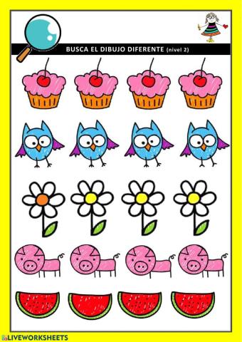 Busca el dibujo diferente (nivel 2)