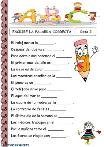 Escribe la palabra correcta Reto 2