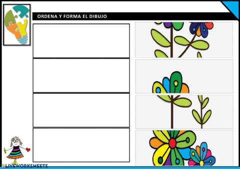 Ordena y forma el dibujo (flores)