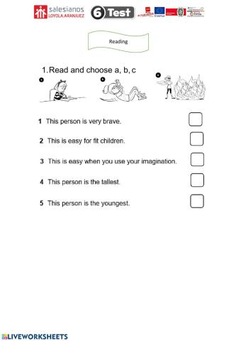 Reading Test Unit 6 3º