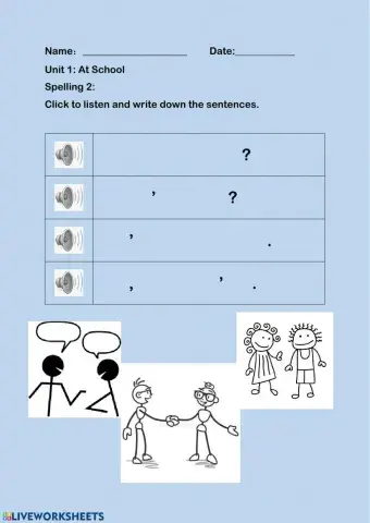 Spelling 2(dialogue) Unit 1 at school