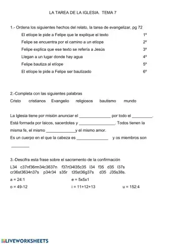 La tarea de la iglesia