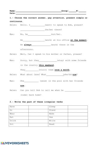 Grammar present simple vs continuous