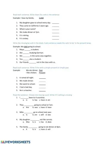 Overview of Verb Forms