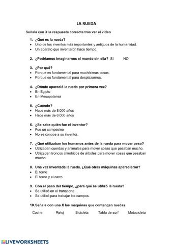Comprensión vídeo la rueda