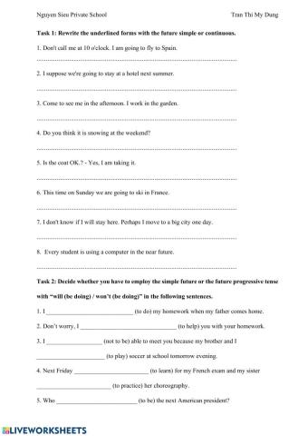 Future simple and future continuous