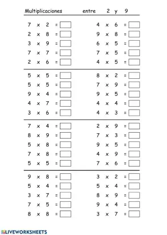 Multiplicaciones una cifra