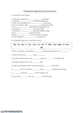 Possesive adjectives - pronouns