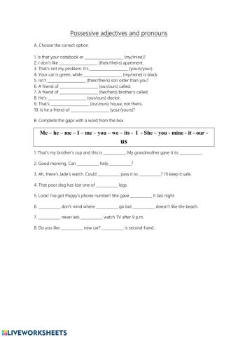 Possesive adjectives - pronouns