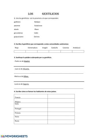 Los gentilicios