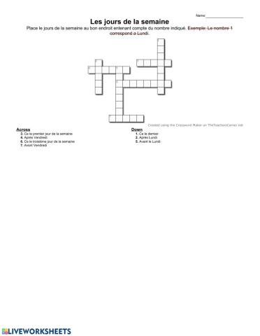 Les jours de la semaine