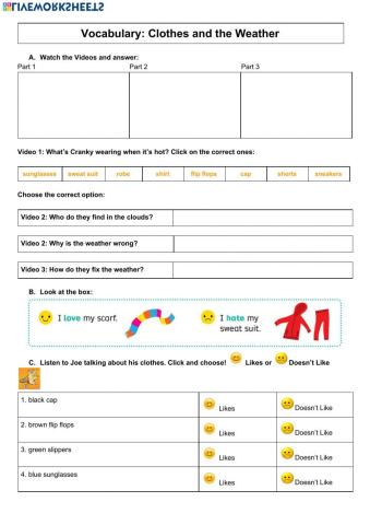 The Weather and Clothes Videos and Listening