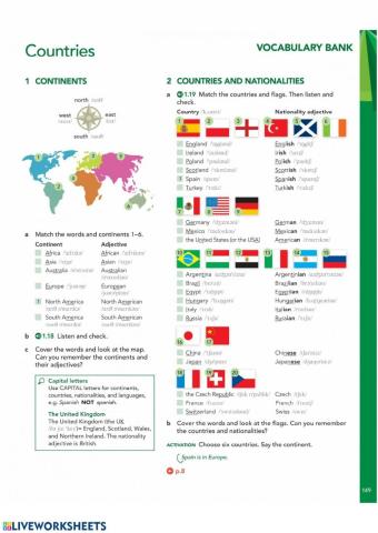 Continents, countries and nationalities