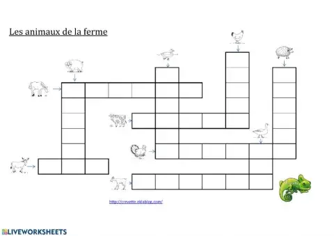 Les animaux de la ferme mots croises