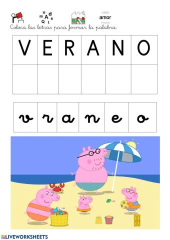 Coloca las letras para formar palabras