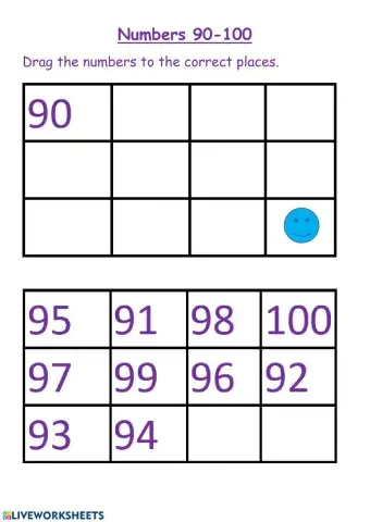 Numbers 90- 100