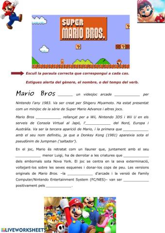 Escull la paraula correcta - Mario Bros