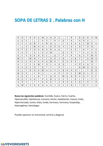 Palabras con h