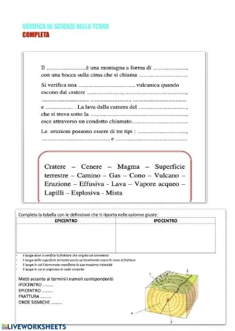 Esercitazione vulcani e terremoti