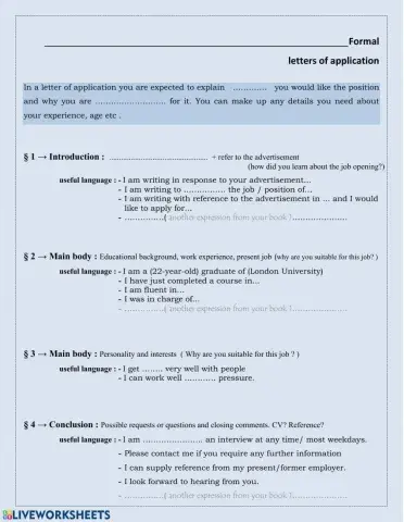 Letters of application