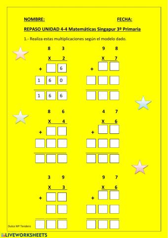 Repaso Multiplicación 3º Primaria Matemáticas Singapur 