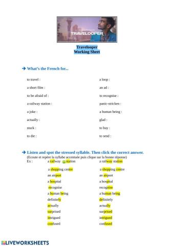 Travelooper working sheet