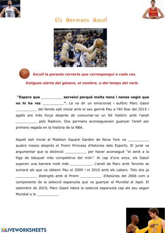 Troba la paraula correcta - Germans Gasol