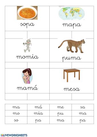 Lectura 2 con palabras por sílabas