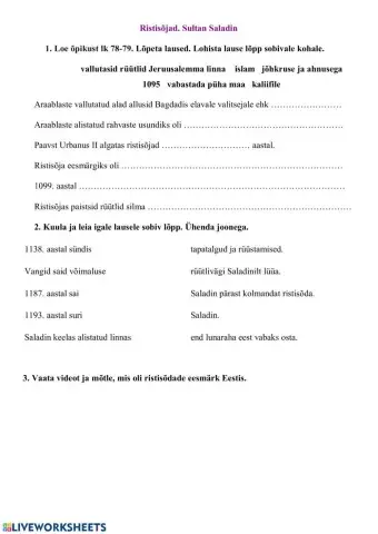 Ristisõjad. Sultan Saladin