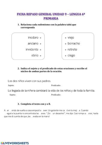 Repaso general unidad 9 - 6ºprimaria