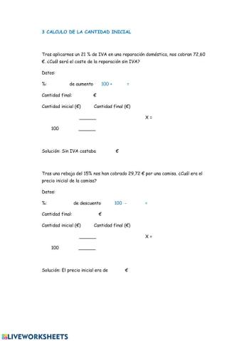 Aumentos y disminuciones porcentuales