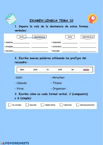 Examen tema 10 lengua