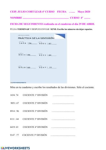 Divisiones de dos cifras