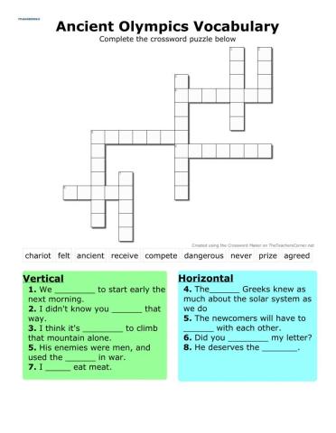 Ancient Olympics Crosssword