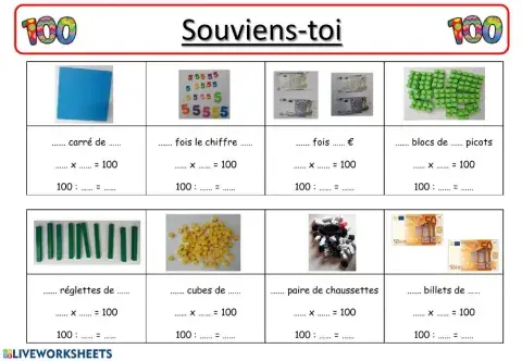 Décomposition du nombre 100