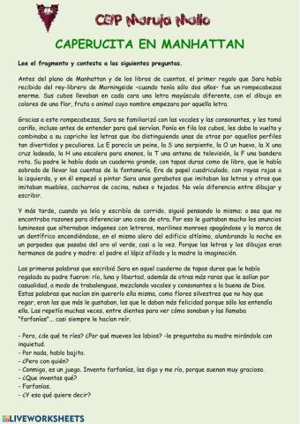 Lectura comprensiva 6º