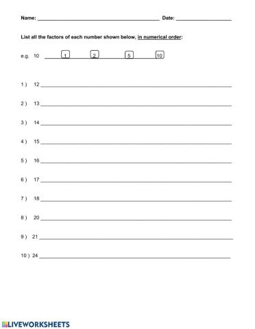Identifying Factors of Numbers