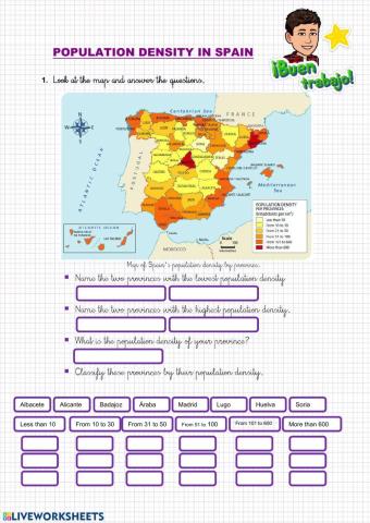 Population density in Spain