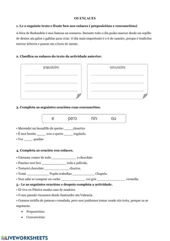 Os enlaces. 4º Lingua