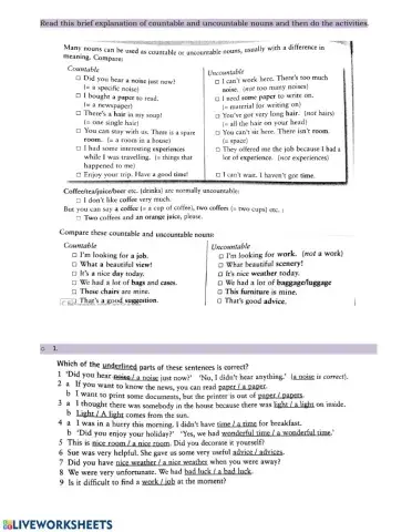 Countable and uncountable nouns