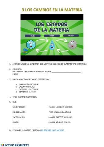 Los cambios en la materia