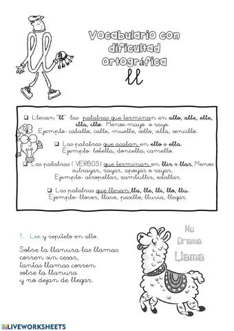 DIFICULTAD ORTOGRÁFICA LETRA ll