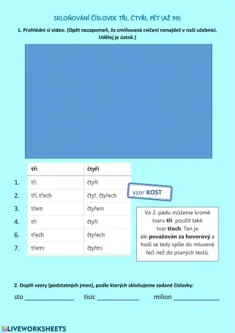 Skloňování číslovek 3-99