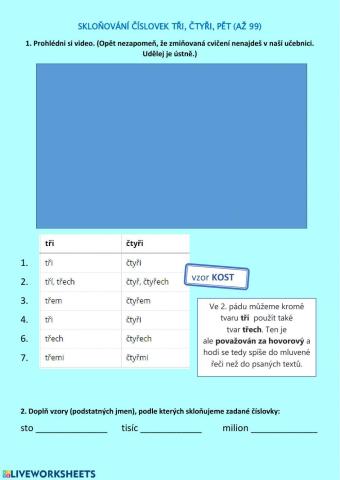 Skloňování číslovek 3-99