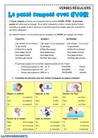 Le passé composé avec AVOIR