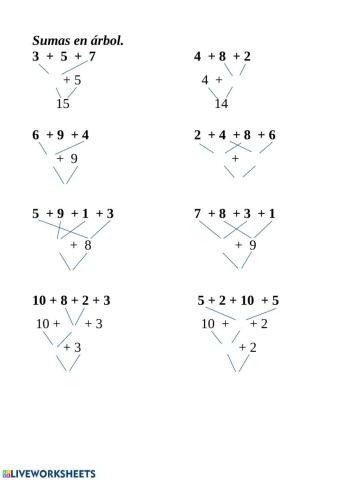 Sumas en árbol