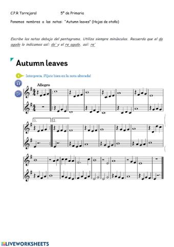 Ponemos notas: -Autumn leaves-