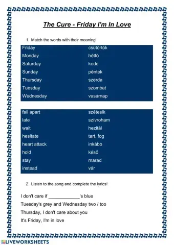 The Cure - Friday I'm In Love