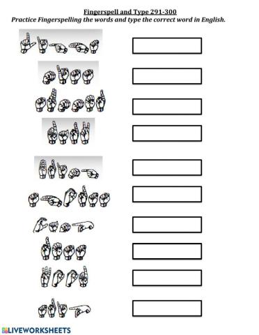 Fingerspell and type 291-300