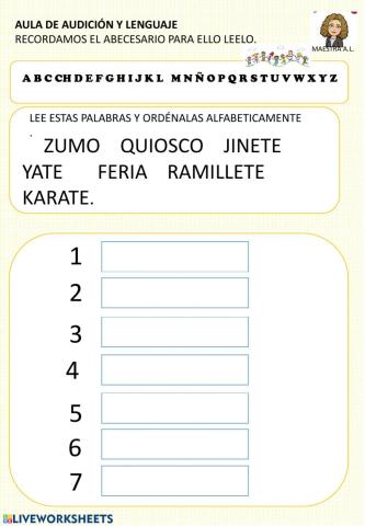 Ordena alfabeticamente